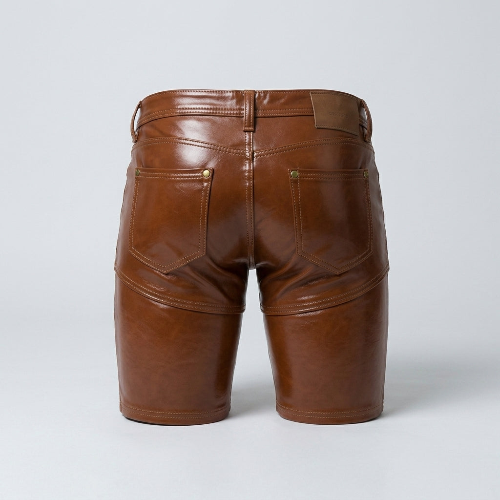 Men’s Brown Croc Embossed Leather Shorts – Premium Textured Luxury Shorts