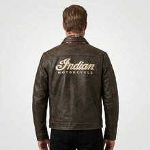 Laden Sie das Bild in den Galerie-Viewer, Herren-Motorradjacke aus Leder mit Sternendetails – Hochwertige Biker-Performance-Ausrüstung
