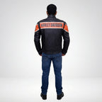 Men’s Harley-Style Distressed Black Leather Jacket – Vintage Heritage Edition
