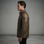 Men's Brown Leather Field Jacket