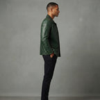 Olive Green Leather Field Jacket