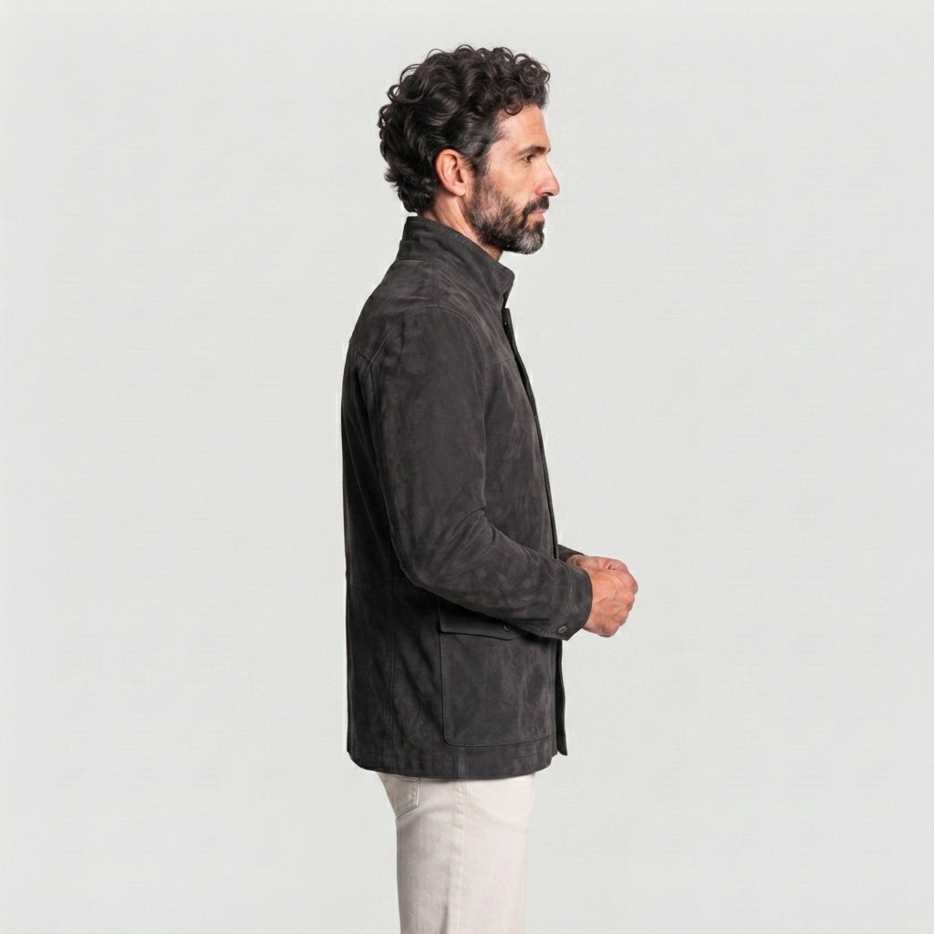 Men's Grey Suede Field Jacket