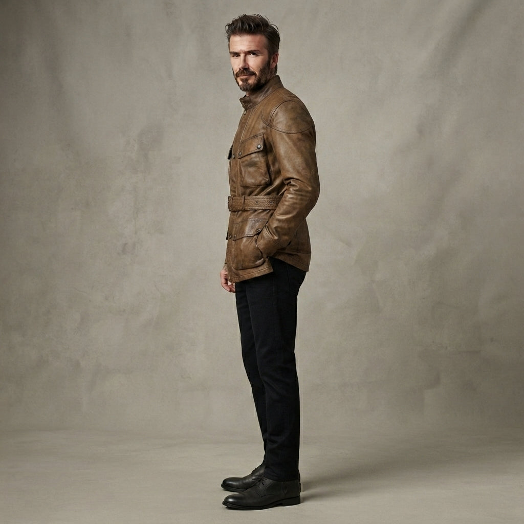Men's Brown Leather Field Jacket