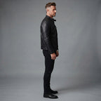 Men's Premium Black Cafe Racer Jacket
