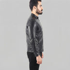 Men's Shinny Black Biker Jacket