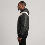 Men's Black & White Down Leather Jacket