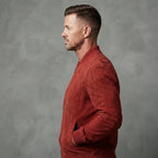 Men's  Red Suede Retro  Leather Jacket