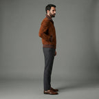 Men's Suede Blouson Long Sleeve Leather Jacket