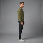 New Men's Real Olive Green Suede Leather Bomber Jacket