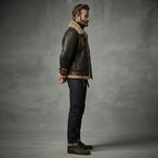 Men's Aviator Dark Brown Leather Sheepskin Jacket