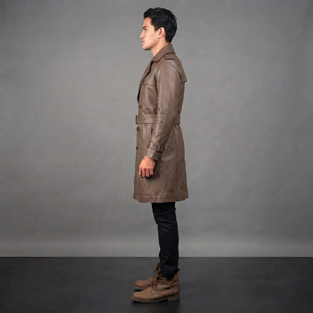 Brown Leather Duster Coat