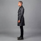 Men's Black Leather Duster Coat