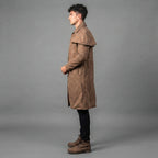 Men Brown Leather Duster Coat