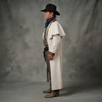 Men's Unique White  Leather Duster Coat