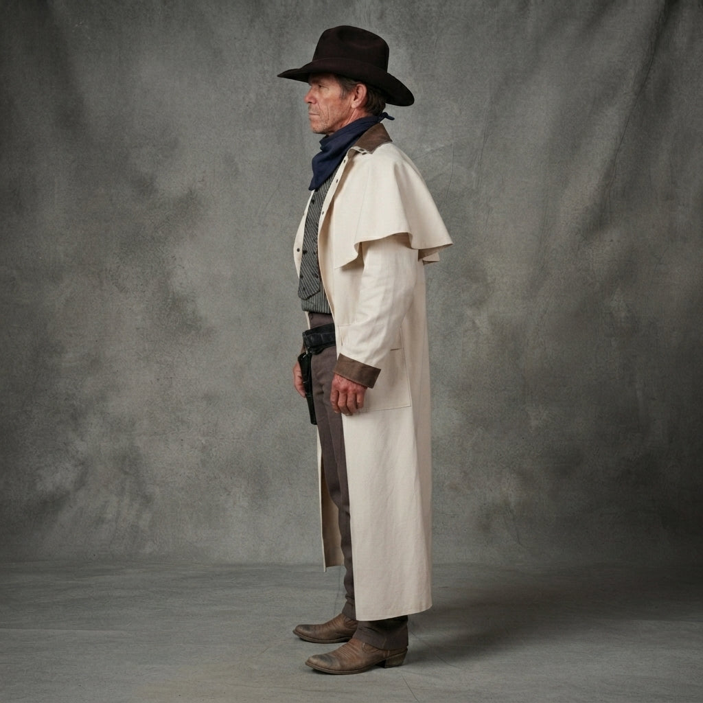 Men's Unique White  Leather Duster Coat