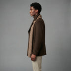 Men's Brown Leather Peacoat
