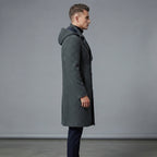 Men's Grey Leather Peacoat