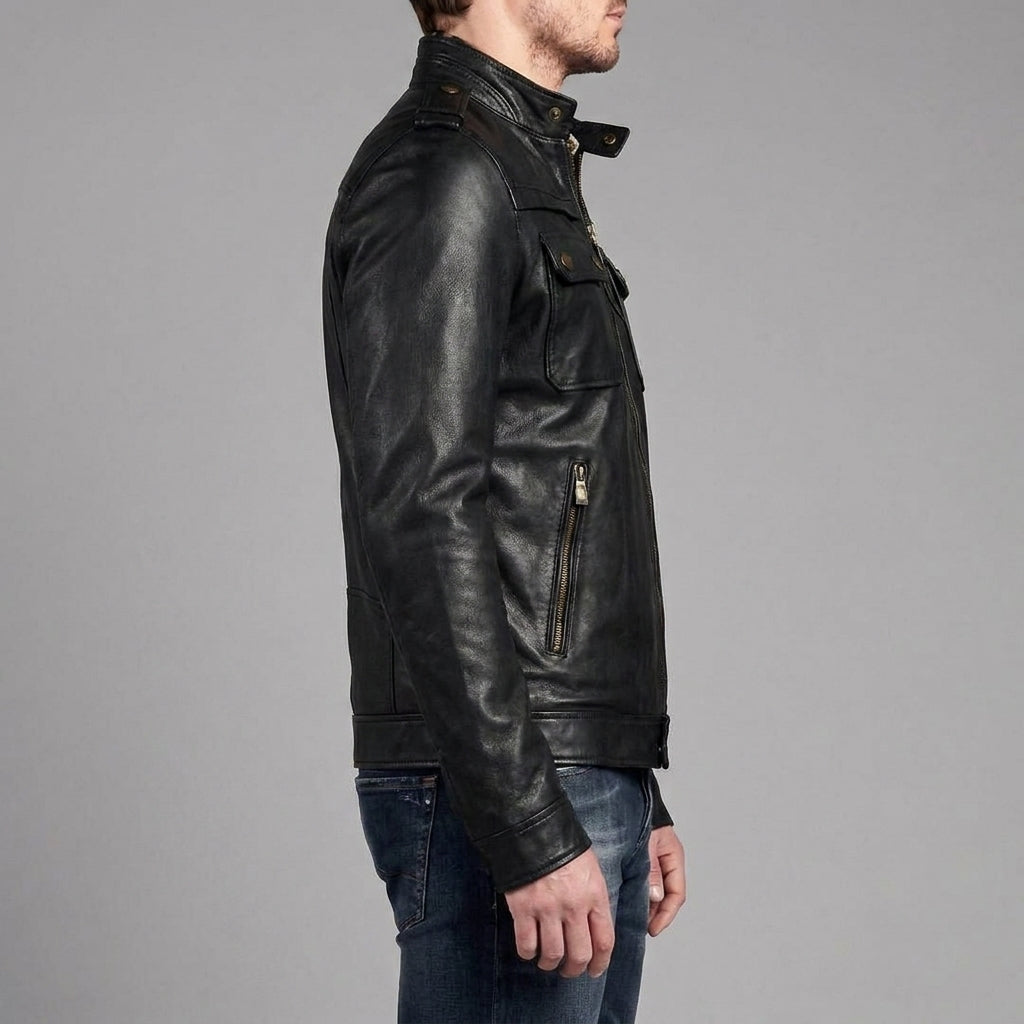 New Men's Genuine Lambskin Leather Jacket