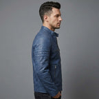 Blue Men's Cafe Racer Jacket