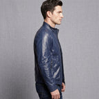 Buy Men's Navy Blue Stylish Leather Jacket