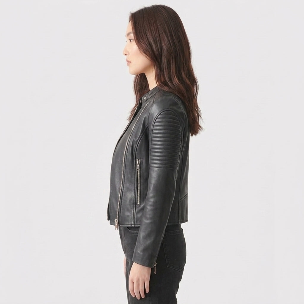 Buy Women's Black Leather Motorcycle Jacket