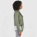 Buy Women's Green Leather Motorcycle Jacket