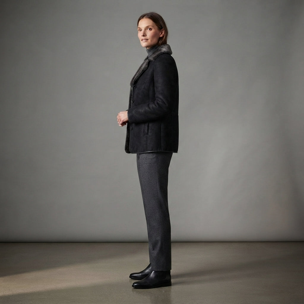 Buy Women's Black Sheepskin Coat