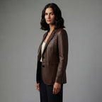Women's dark Brown  Leather Blazer