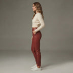 Women's Red  Leather Capri