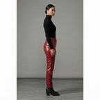 Women's Bargundy   Leather Capri