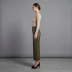 Women's Olive  Leather Capri