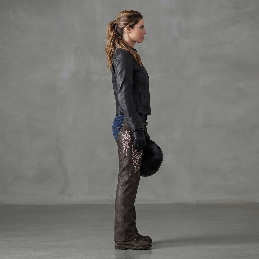 Women Black and Purple  Leather Chaps