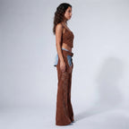 Women Brown and Blue Leather Chaps