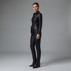 Women's Black Leather Jumpsuit