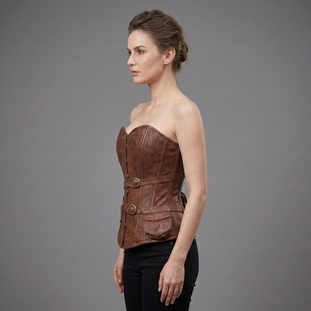 Women's Brown Leather Corset