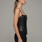 Women's Lace up Black Leather Corset