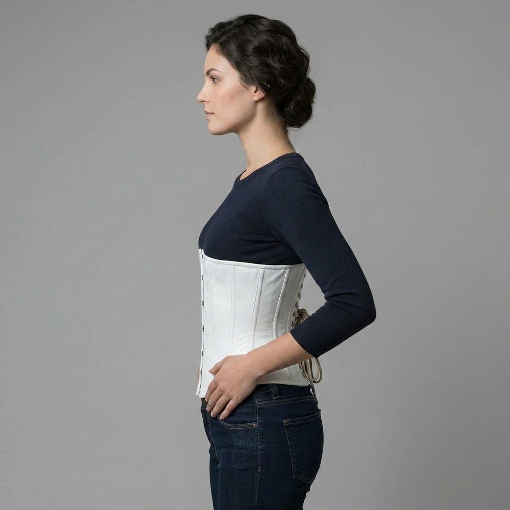 Women's White  Leather Corset