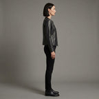 Women's Black Leather Biker Jacket