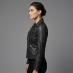 Women's Black Leather Biker Jacket