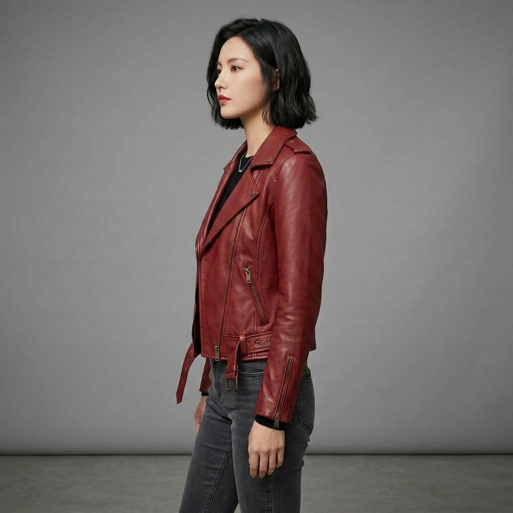 Buy Women's Red Leather  Jacket
