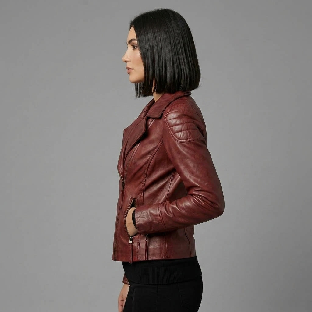 Buy Women's Red Leather  Jacket