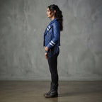 Women's Blue & White Leather Jacket