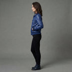 Women's Blue Leather Jacket