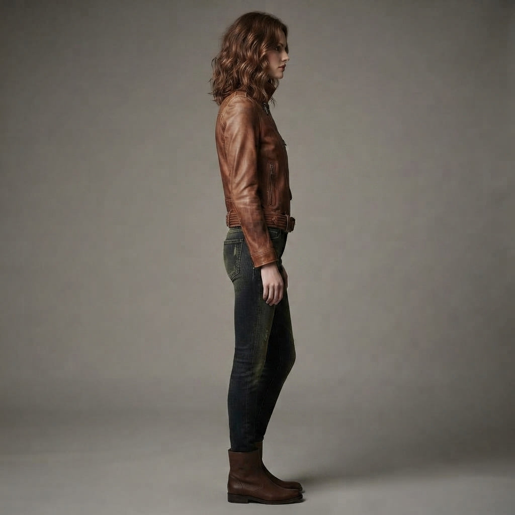 Women's  Brown distressed Leather Jacket