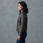 Women's  Dark Brown distressed Leather Jacket