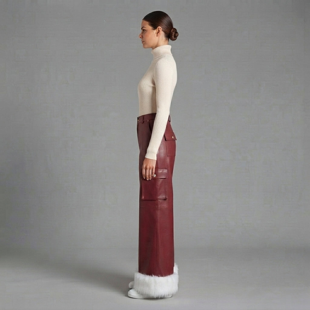 Women's Red Leather Pant