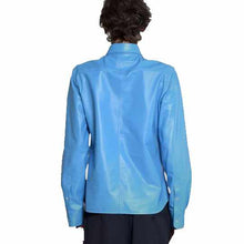 Load image into Gallery viewer, Sky Blue Lambskin Leather Shirt Men
