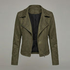 Women's Suede Zip-Up Moto Biker Jacket