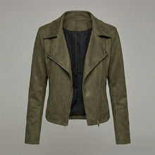 Laden Sie das Bild in den Galerie-Viewer, Women's Suede Zip-Up Moto Biker Jacket
