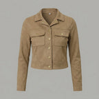 Women's Cropped Tan Suede Jacket